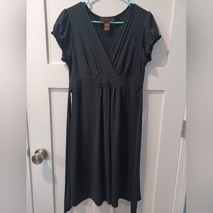3/$15 🌟 - MERONA Women's Black V-Neck Puff Sleeve Midi Dress w/ ties, Size M